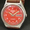 SEIKO 5 AUTOMATIC 6309A VINTAGE JAPAN MENS ARABIC RED COLOR DIAL WATCH a701419-5 R206b-a701419