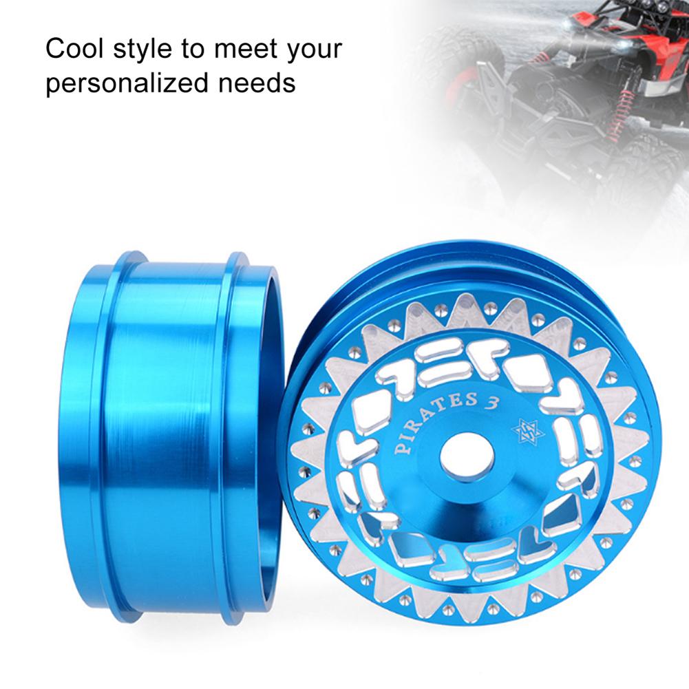 2Pcs Aluminium Alloy RC Car Wheel Hubs with Triangular Trim Fit for 1 8 Drifting CarBlue