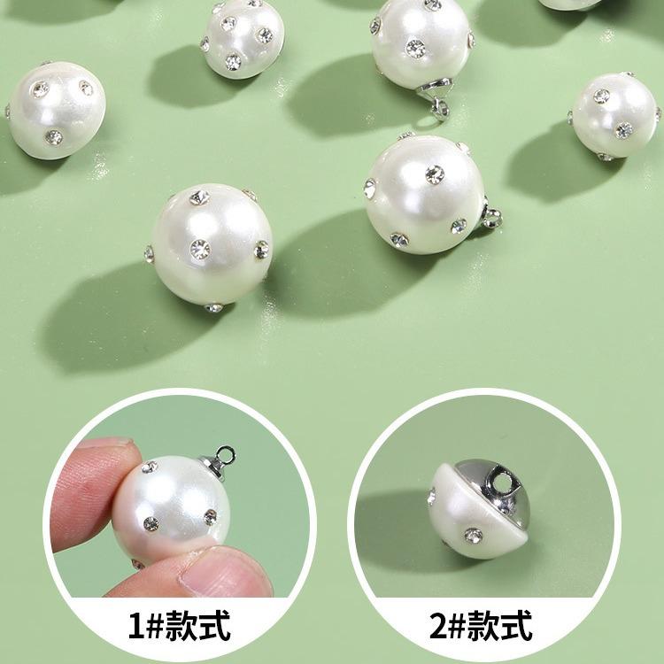 Pearl Diamond Button Women'S Shirt High-End Button Accessories Versatile Round Sweater Shirt Cardigan Small Button