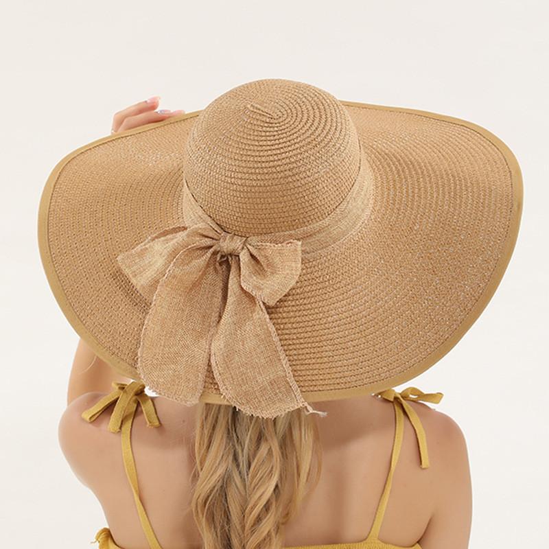 Large Edge Straw Hat With Sun Protection For Women Summer Beach Fashion