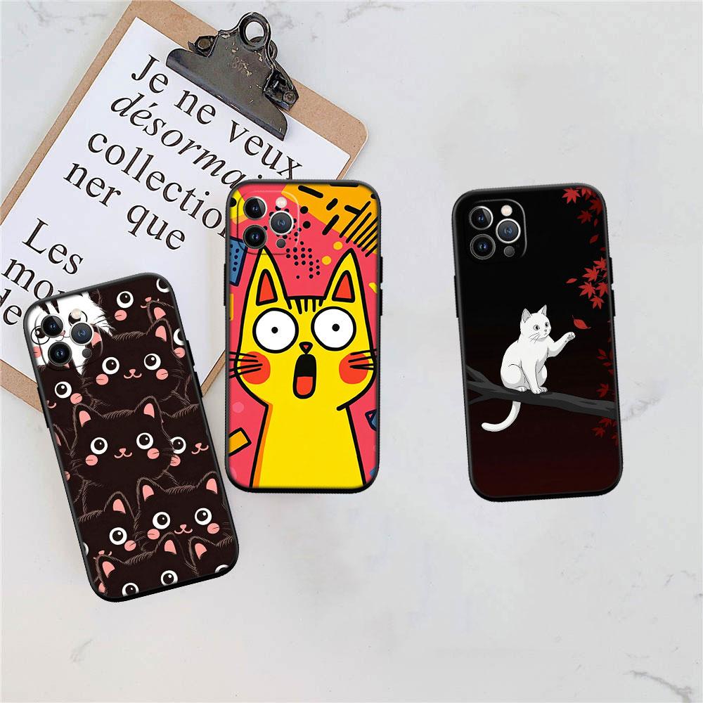 LO23 Cat Kitten Meow Soft Shell Phone Case for Samsung Galaxy S20 S21 S22 Ultra FE + Plus A21S A22 A24 A25 A26 A30 A30S A31