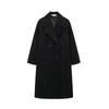 Women Fashion Solid Double Breasted Long Trench Coats Vintage Lapel Neck Full Sleeves Female Chic Lady Outfits