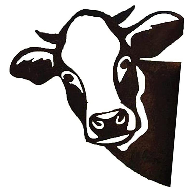 Garden Farm Peeping Cow Chickens Sheep Metal Garden Pendant Decoration Yard Art Decor Peeking Cow Metal Art, Peeping Cow Ornament
