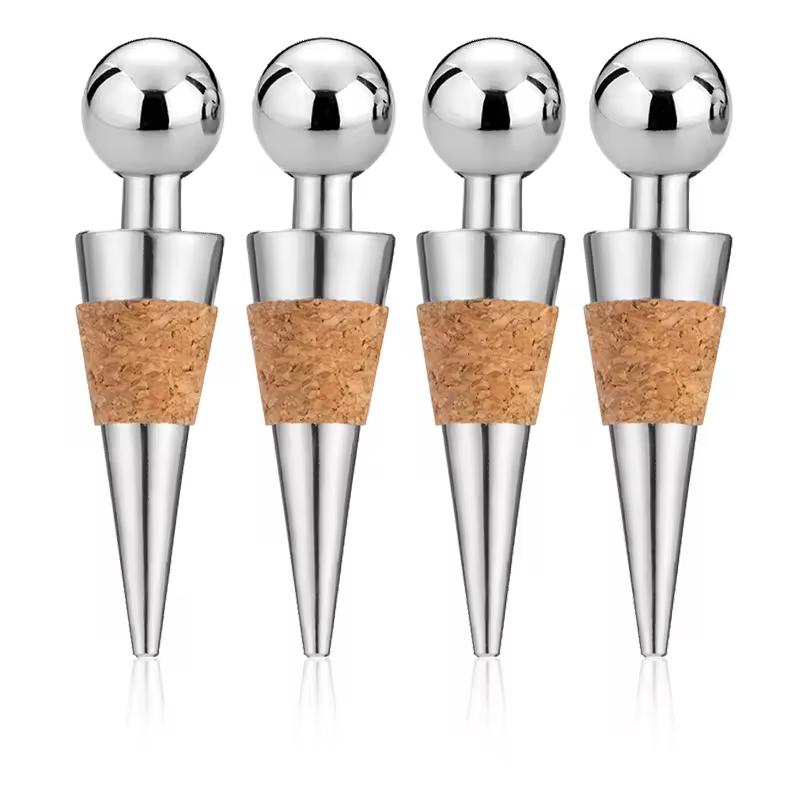Cross-border Direct Supply Zinc-aluminum Alloy Round-head Steel Ball Wine Stoppers for Wine Preservation Can Print Logo