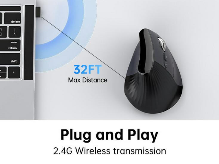 JOMAA Wireless Bluetooth RGB Ergonomic Vertical Mouse with Dual Mode & Speed Roller