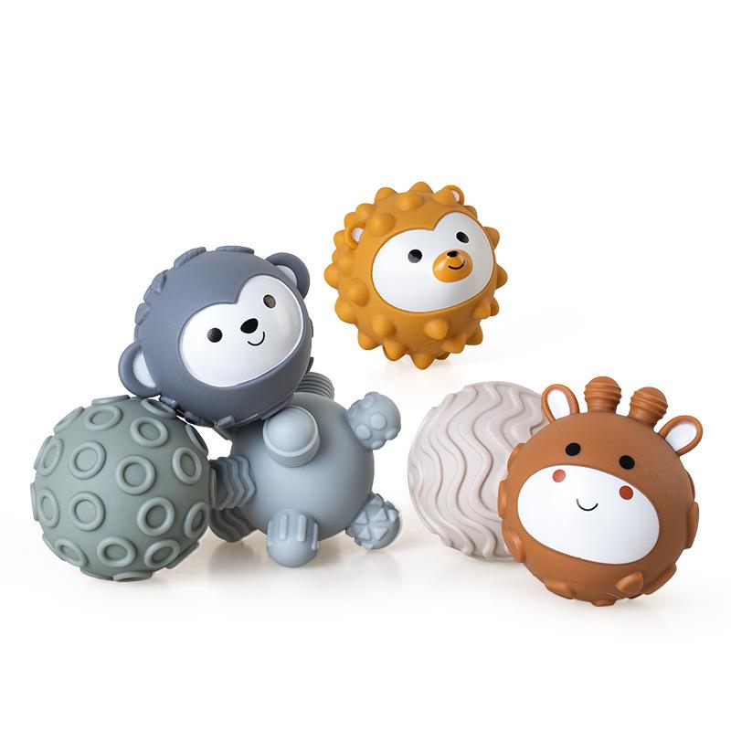 Soft Rubber Baby Hand-Grip Ball, Building Blocks & Stacking Rings Toy Set