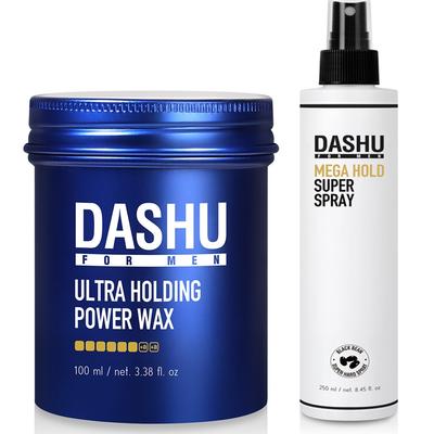 For Men Premium Ultra Holding Power Hair Wax 100ml + Dashu for Men Premium Mega Hold Super Spray 250ml, 1 Set