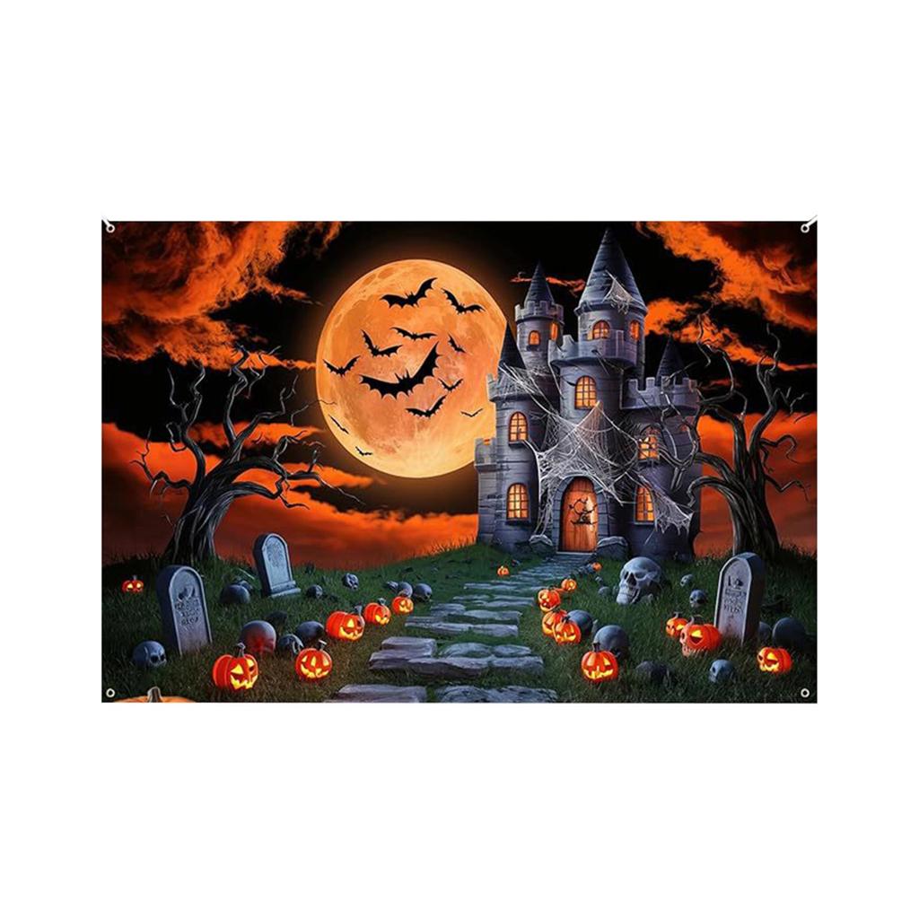 Halloween Photography Background Moon Night Party Decor for Indoor and Outdoor Use