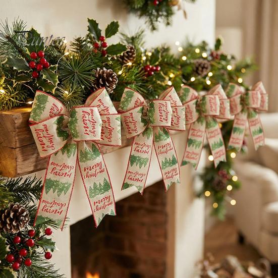 Festive Home Decor Accessories Christmas Bows for Wreath, Merry Craft Bow Ornaments, Winter Tree Reusable Seasonal Decoration Holiday Tree,