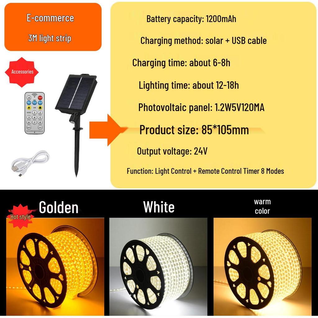Solar LED Outdoor Waterproof Strip Lights for Gardens and Pathways