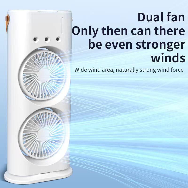 USB Remote Control Dual-Head Silent Air Fan for Office, Dorm, Home - Large Mist Function