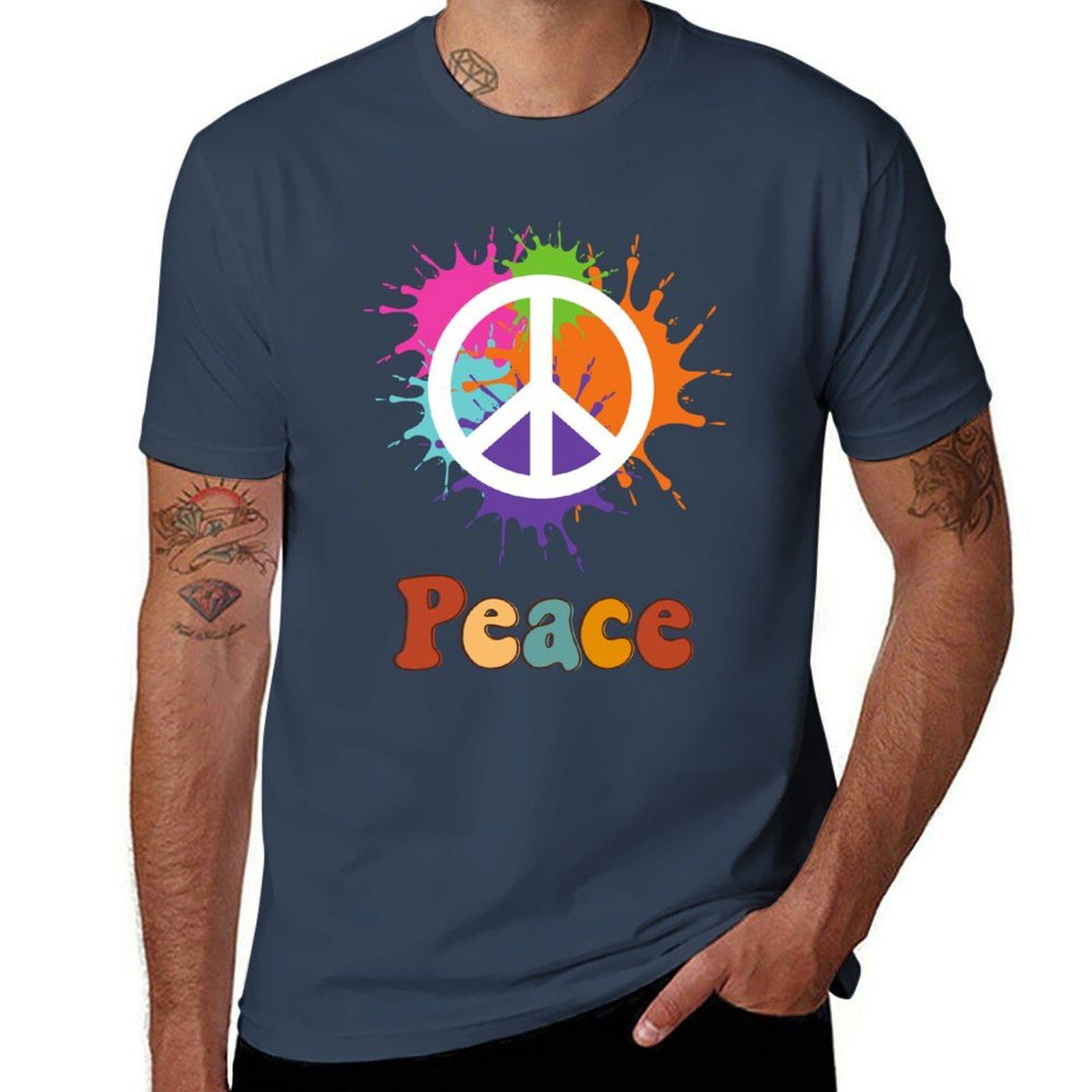 Peace and Love Peace Beautiful logo of Peace and Sign TShirt Novelty Print Casual Tee Shirt S