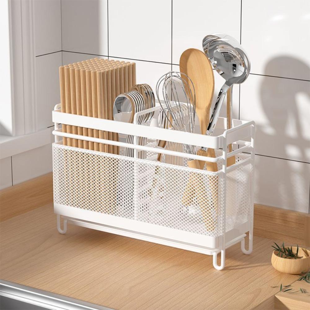 Wall-Mounted Cutlery Draining Rack Rust Proof Chopstick Cage Cutlery Storage Shelf Dinning Table Two Grids 2460₽