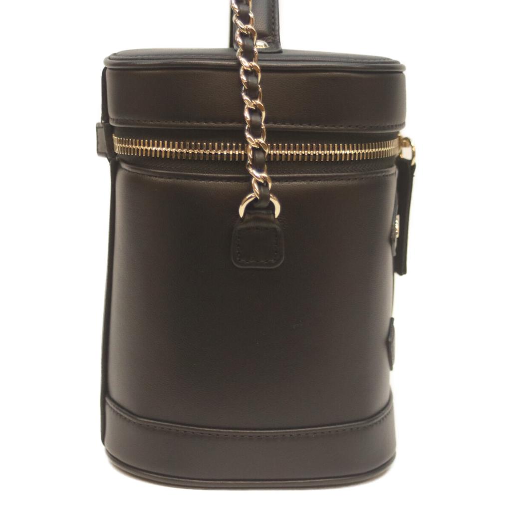 Chanel No. 28 AS0323 Black Lamb GHardware Top Handle 2-Way Vanity Shoulder Bag blackUsed