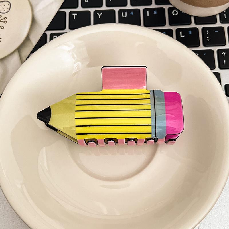 

1 шт. мультяшная заколка-карандаш для волос для женщин, заколка для волос на затылке, милая заколка в виде улыбающейся акулы