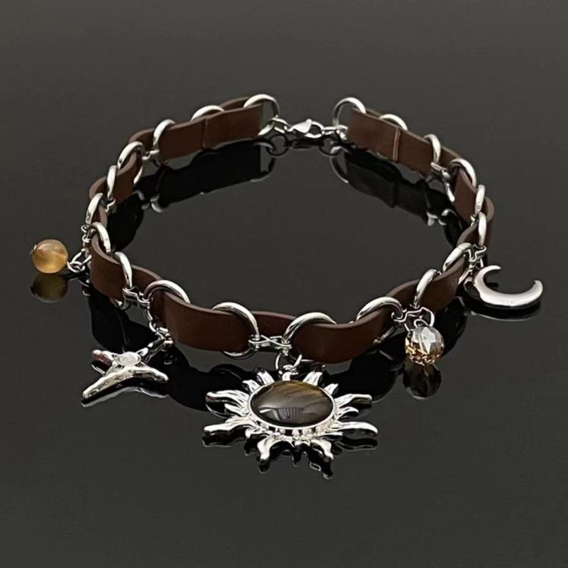 Maillard Sun Star Zircon Necklace Women's Light Luxury Premium Retro Sweater Chain Sweet Cool Wind Sweater Chain Tide