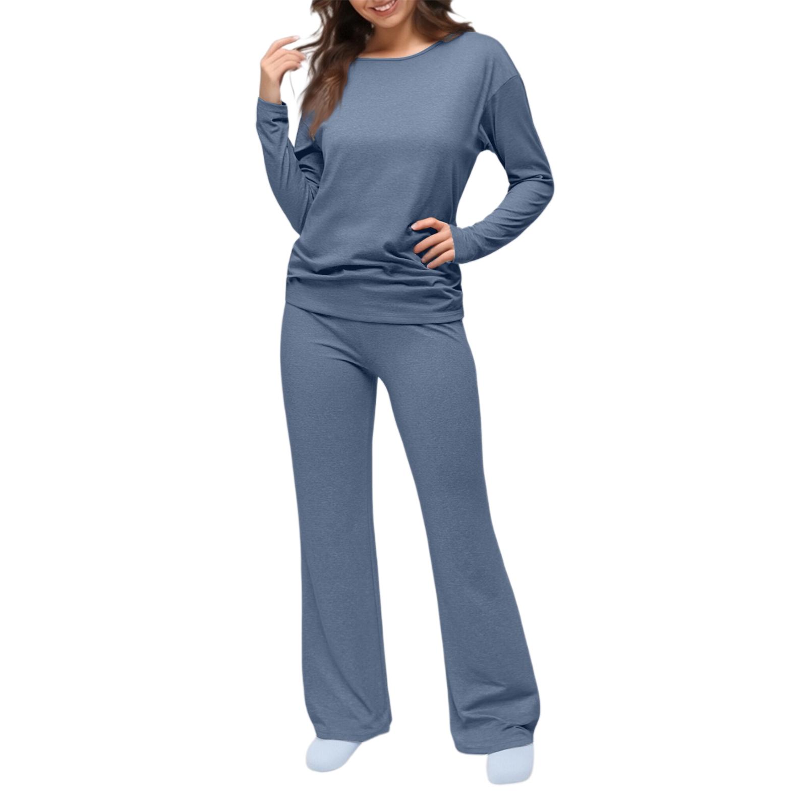 

Women s Sportswear, Casual Sportswear, Pleated Flared Pants, Backless Set L синій
