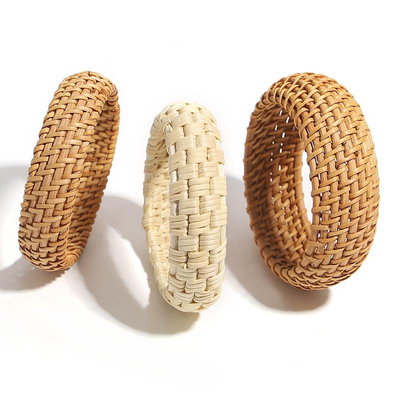 ALLYES Boho Wood Bamboo Rattan Weave Bracelet for Women Beach Jewelry Vintage Handmade Wide Wrap Wrist Bracelets & Bangles Gifts