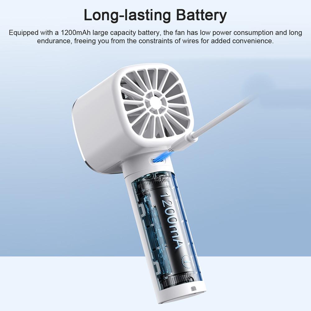 Portable Handheld Fan High-Speed Turbofan Rechargeable Electric Fan with Digital Display Support