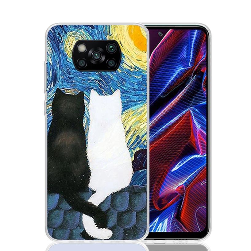 Black Cat Cartoon Cute Case Phone Cover for Xiaomi Redmi Note 10 9 9S 8 8T 7 5 Pro Mi 12T 11T 10T 9T 12 11 Lite A3 A2 Trend Fund