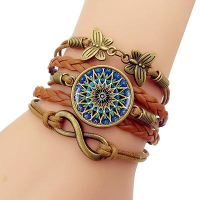 Bohemian Mandala Time Gemstone Braided Bracelet Female Europe And The United States Retro Infinity Symbol Butterfly Hand Jewelry