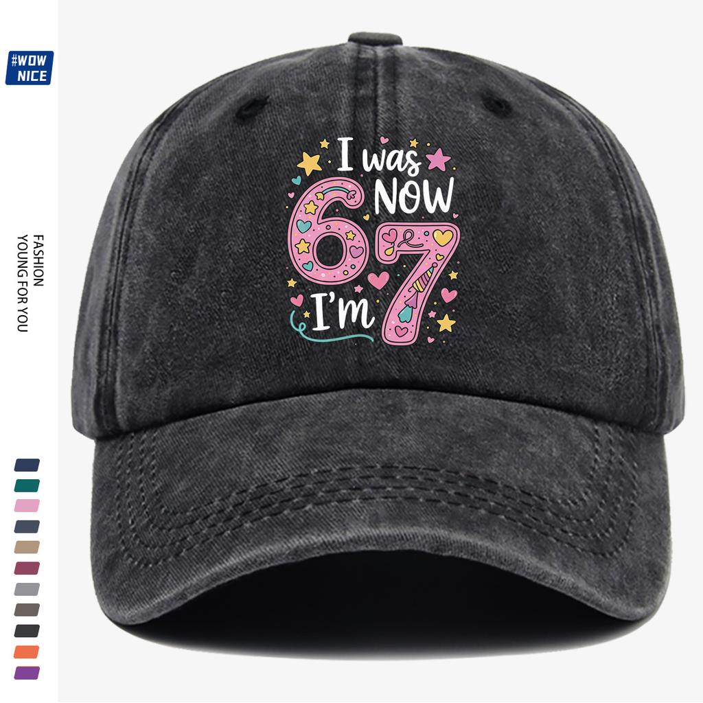 Pc Pink Color Painted Number Cm Baseball Cap I Was  Now IM Cm Text Stars Hearts Rainbow Decoration Graduati