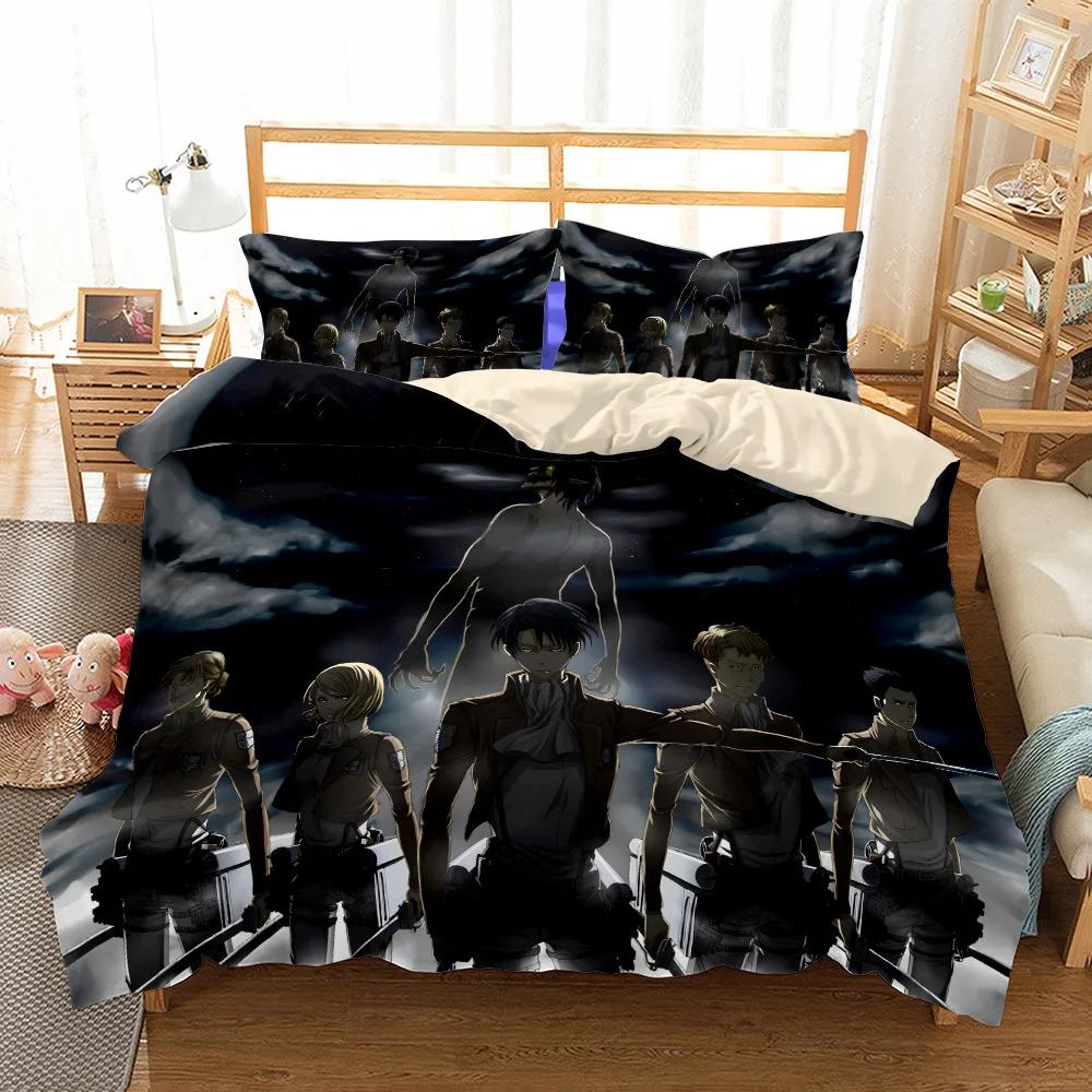 Anime A-Attack On T-Titan Bedding Set Kawaii Loli Boy Duvet Cover 3D Print Japan Cartoon Bed Quilt Cover Pillowcase No Sheets