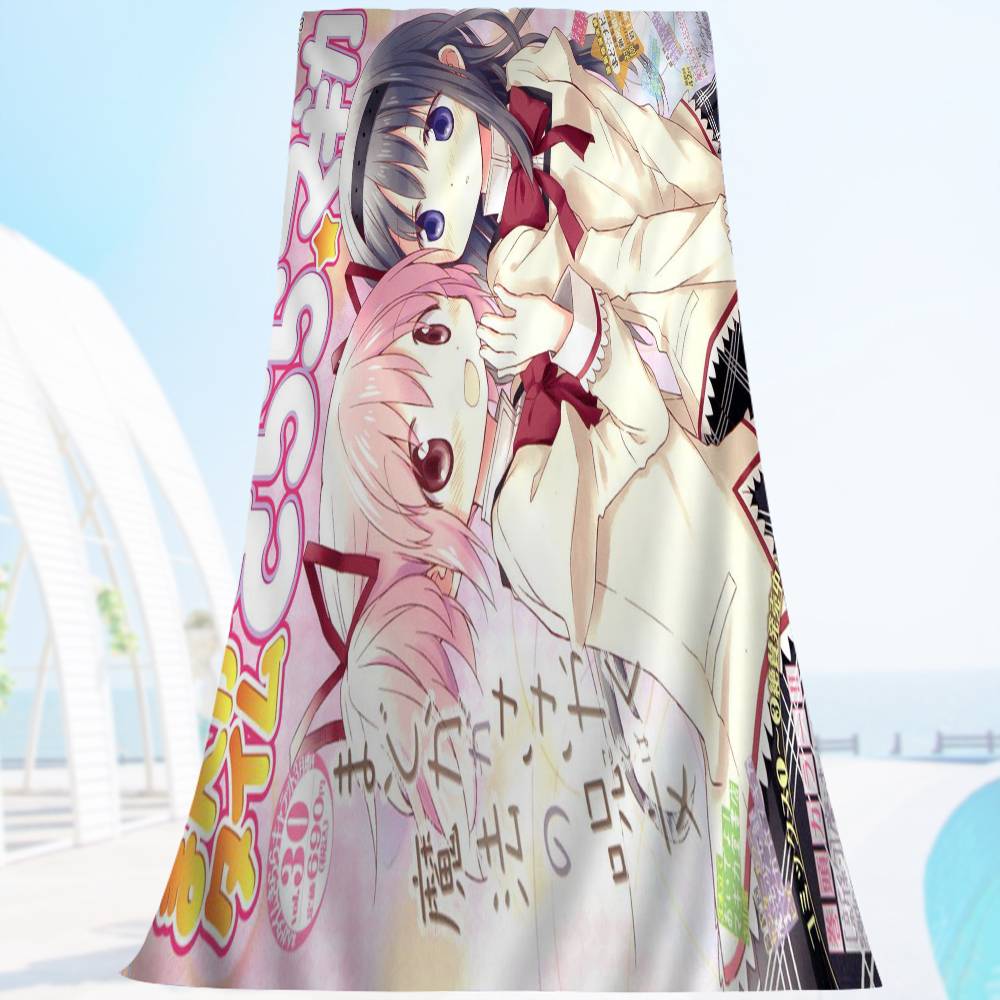 anime dark P-Puella Magi M-Madokas M-Magicas Microfiber Printed Beach Towel Mountain Climbing Beach Swimming Running Absorbent Towel