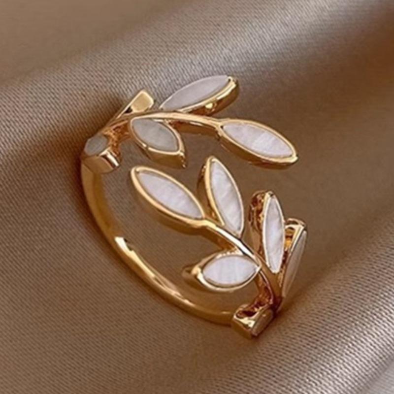 

Женское регулируемое кольцо «Лист», цветочные украшения с дизайном открытого листа, элегантное кольцо и кольцо для вечеринки 1PC золотой