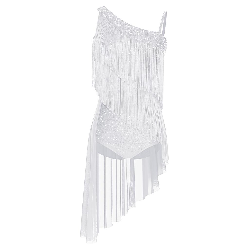 Rochie Dans Latino pentru Femei Umăr Asimetric Strălucire Strasuri Tiv Neregulat Body cu Croi Deschis