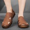 Men Outdoor Hiking Sandals Handmade Flats Black Summer Roman Sandals Retro Wide Leather Beach Shoes Over Sized