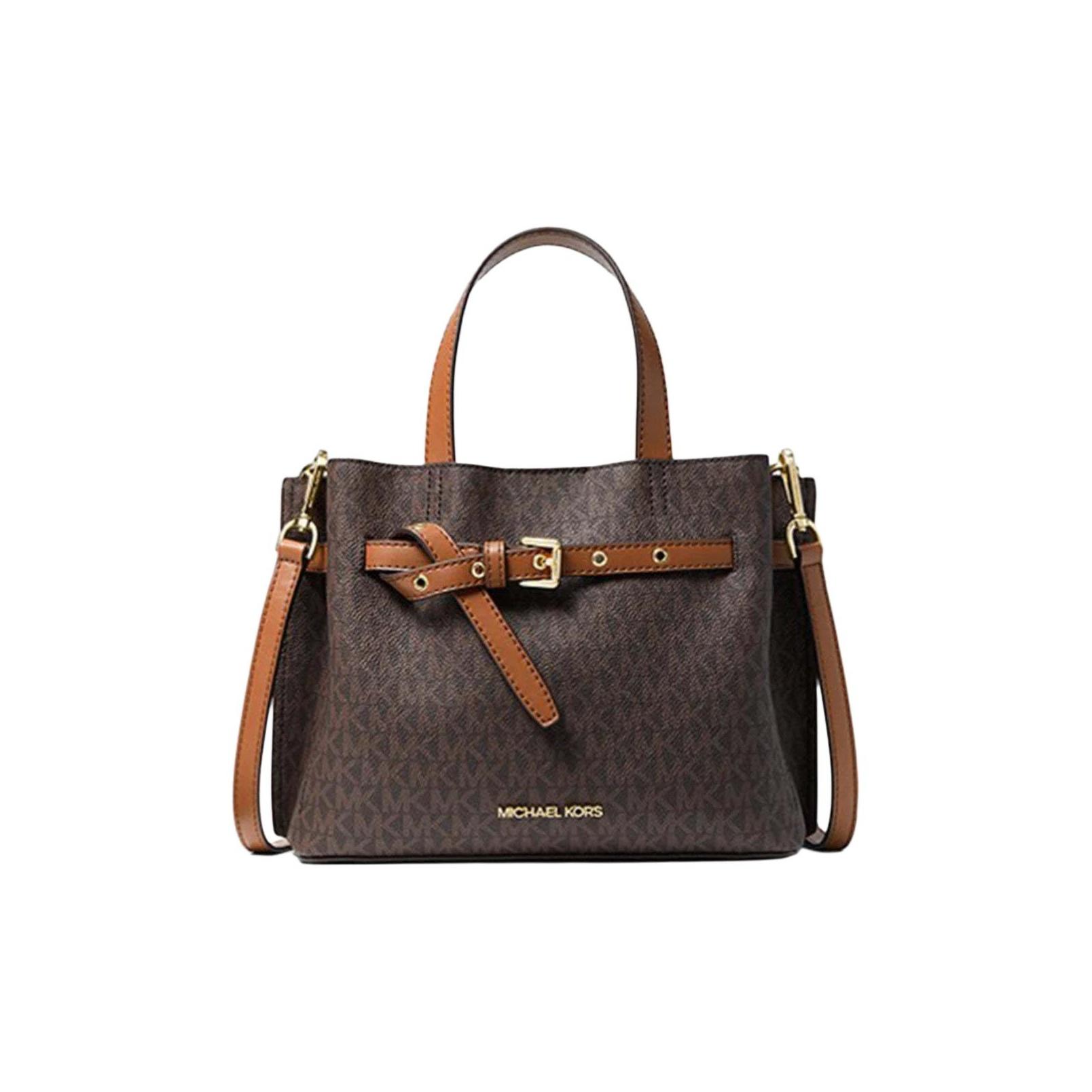

Michael Kors MK Emilia Commuter Logo Color Block Zipper Coated Canvas Shoulder Crossbody Tote Bag Small Women bags Acorn-Brown 35H0GU5S1B-BROWN