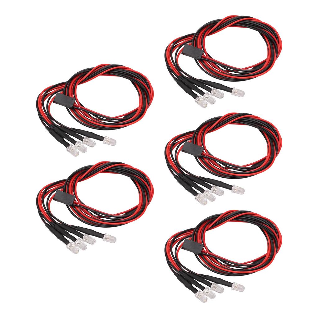 5 Sets 4 LED RC Car Light High Brightness Diameter 5mm White Red Light RC LED Lights Kits for Modified Headlights