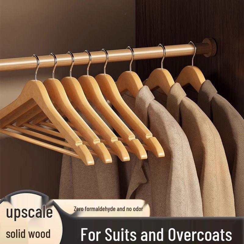Anti-Slip Solid Wood Clothes Hanger - No Trace, Ideal for Home, Store, and Hotel Wardrobes