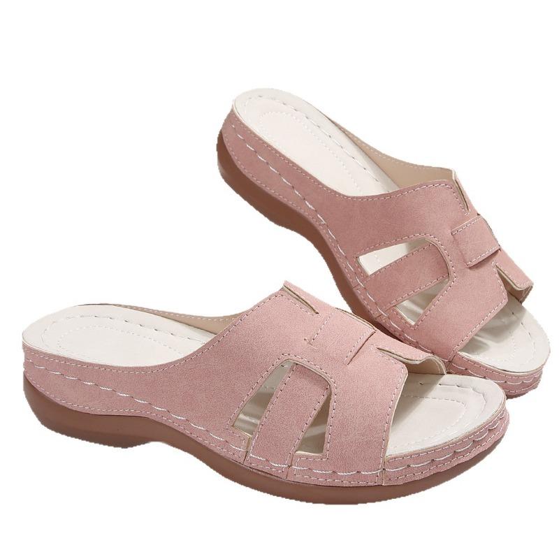 Summer new large-size platform slippers women's shoes one-size fish mouth slippers outer wear beach shoes