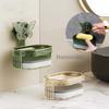 1PCS Butterfly Suction Cup Soap Holder Double-Layer Soap Box with Sponge No Drilling Drainage Water Soap Storage Bathroom Shelf