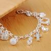 925 Silver Fashion 13pcs Pendant Chain Charm Bracelet for Women for Teen Girls Lady Gift Women Fine Jewelry