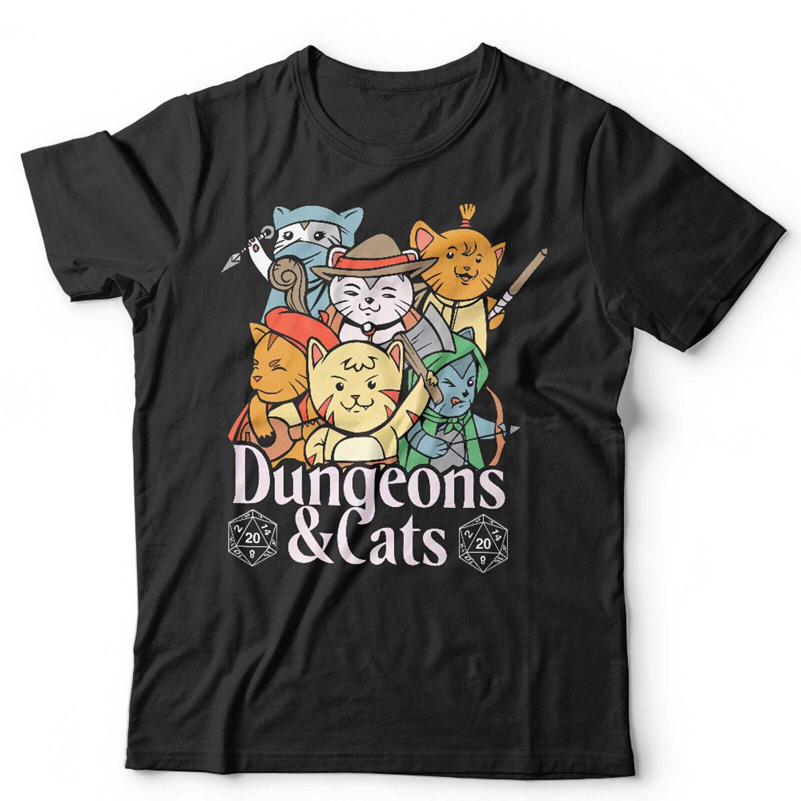 Dungeons and Cats TShirt Unisex and Role Playing DnD RPG DM GM Funny Nerd Geek XL