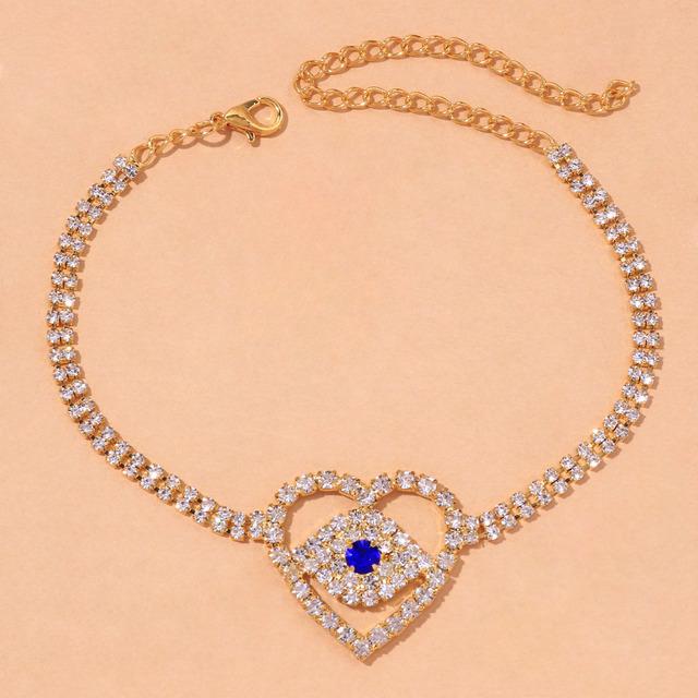 Stonefans Boho Blau Evil Eye Herz Fußkettchen Armband Großhandel Für Frauen Tennis Strass Fußkettchen Armband Kette Barfuß Schmuck