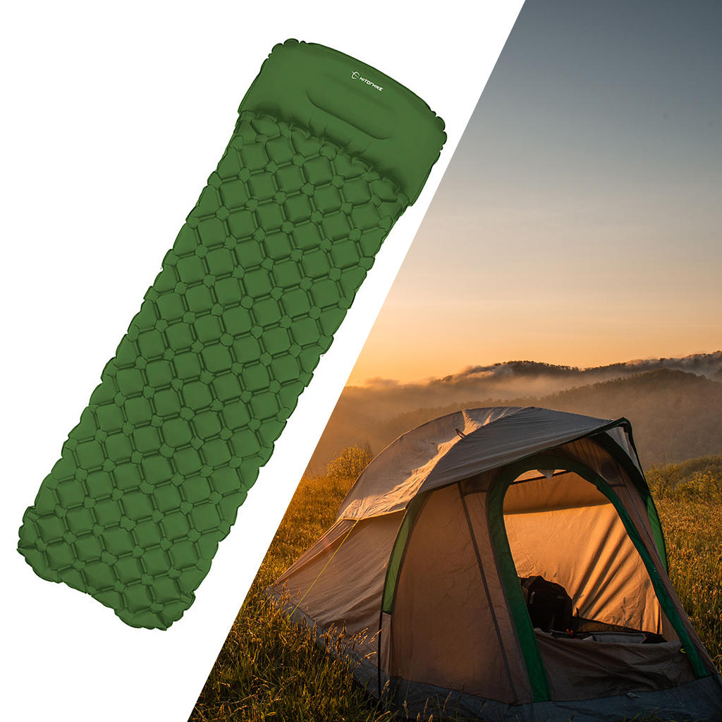 Satın alın Camping Inflatable Sleeping Pad Tent Mat Travel Air Mattress Pillow Green Joom