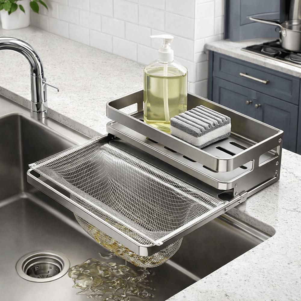 Large Capacity Self-Draining Sink Shelf Moisture-proof Soap Sponge Holder Bathroom