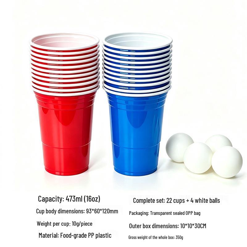 450ml Rotes Einweg-Plastik-Partybecher-Set - Bierpong Rote Becher