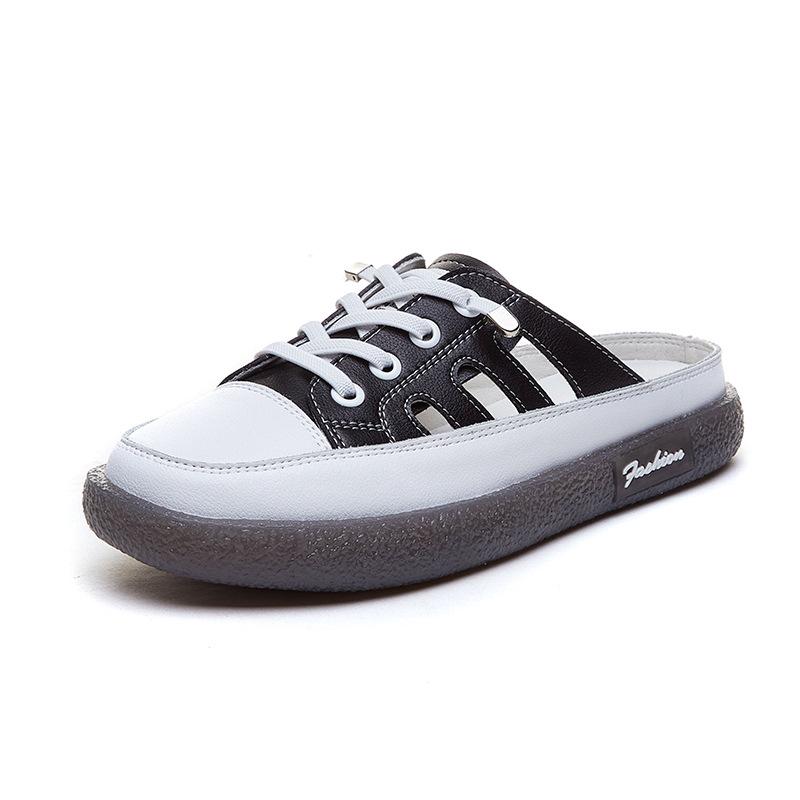 Half slippers women 2025 heelless lazy little white shoes Internet celebrities casual wear fashion bag head sandals women comfortable