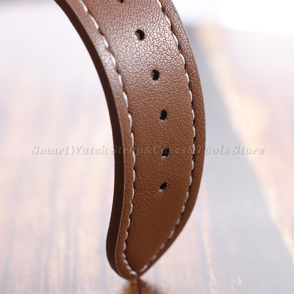 20/22/24mm Bund Strap Men's Vintage Cowhide Cuff Watch Band Pin Buckle Bracelets Deep Brown Black Light Brown Color Watch Strap