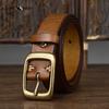 Retro High Quality Pure Cowhide Belt Men and Women Genuine Leather Korean Style Trendy Copper Buckle Casual Belt