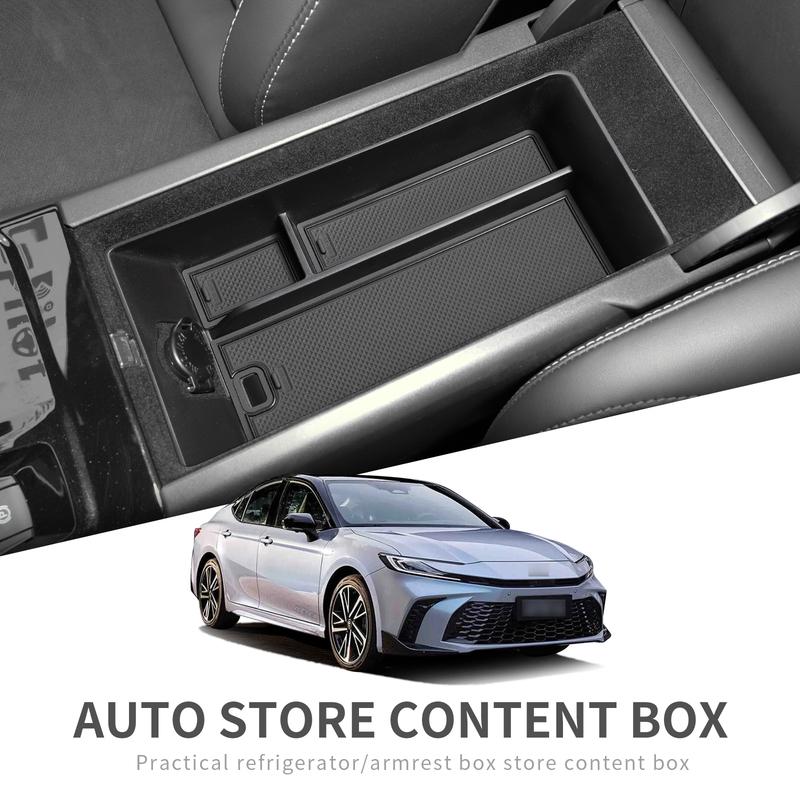 LUCKEASY for Toyota Camry 2025 Center Console Armrest Storage Box Car Tray Organizers Accessories Tidying Black