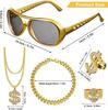Hip-hop Exaggerated Punk Alloy US Gold Chain Necklace Glasses Ring Bracelet Set