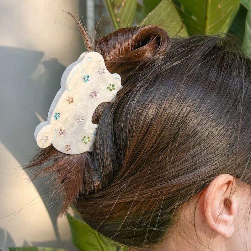 

1pc New Running Rabbit Flower Diamond Hair Grab Cute Acetate Shark Grab Clip Hair Accessory