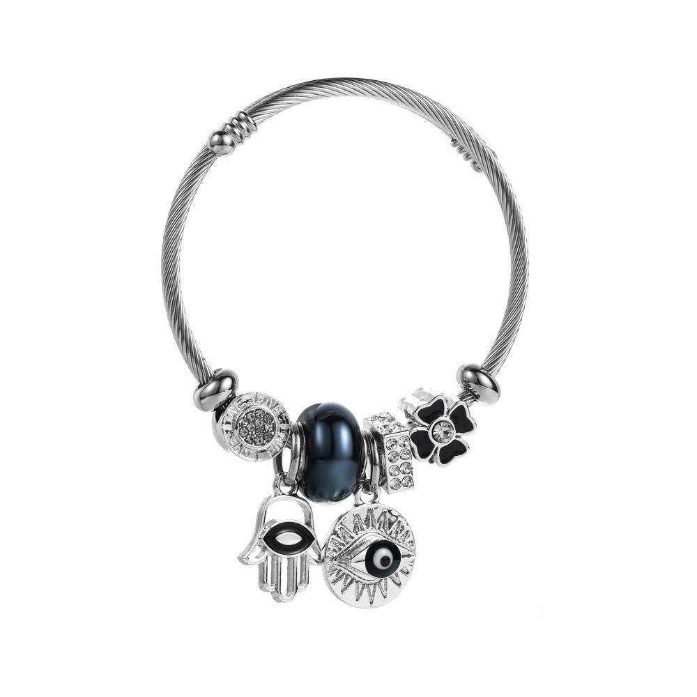 JYL TS Bracelet Bohemian Evil Eye Beads Promotes Protection & Bohemian Spirit Black античный бронзовый