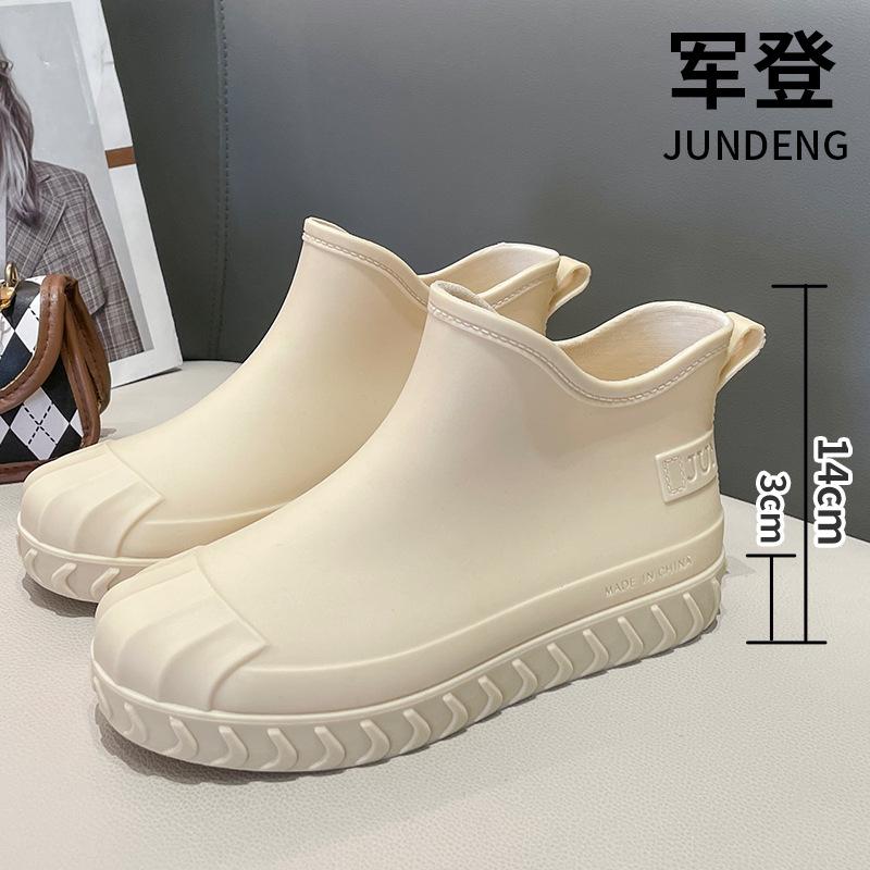 Four Seasons Rain Shoes Women's Fashion Outer Wear Short Tube Adult Women's Cute Waterproof Shoes Non-slip Women's Cotton Warm